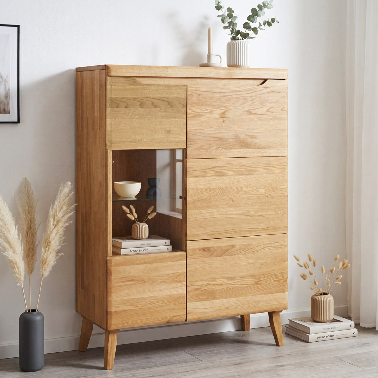 Vitrine Eiche massiv Milan 3 90x40 cm