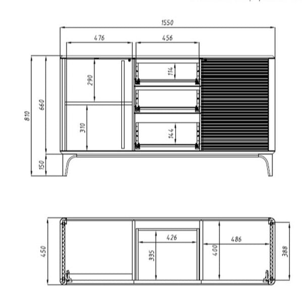 NordicStory Sideboard Kommode aus massiver Eiche Oxford 3.2.3