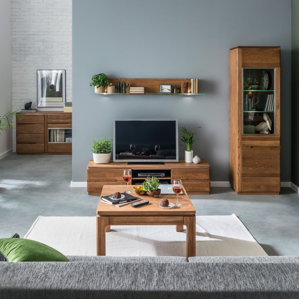 NordicStory Quadratischer Couchtisch aus massiver Eiche modernes rustikales nordisches Design