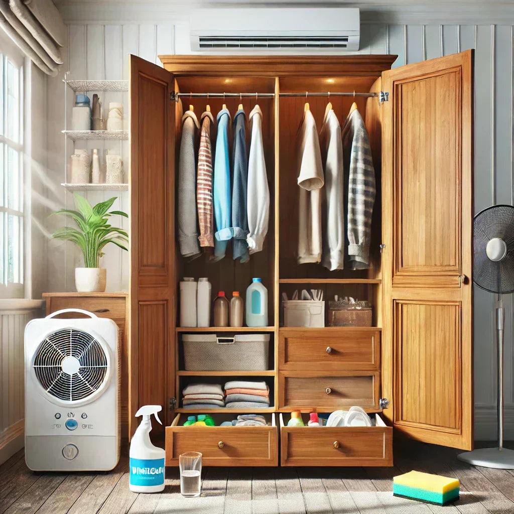 Wie entfernt man Feuchtigkeit aus einem Holzschrank?