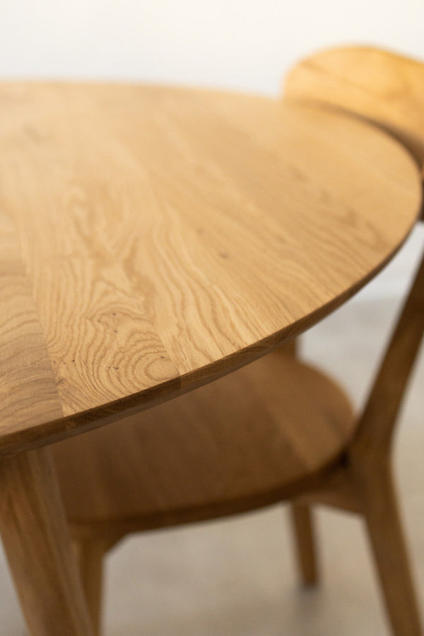 Runder ausziehbarer Esstisch aus massiver Eiche Escandi 3, 100-130 x 100 x 75 cm | NordicStory