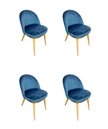 2er- oder 4er-Pack Clara Esszimmerstühle, Gestell aus massiver Eiche, Polsterung in Monako Blau | NordicStory