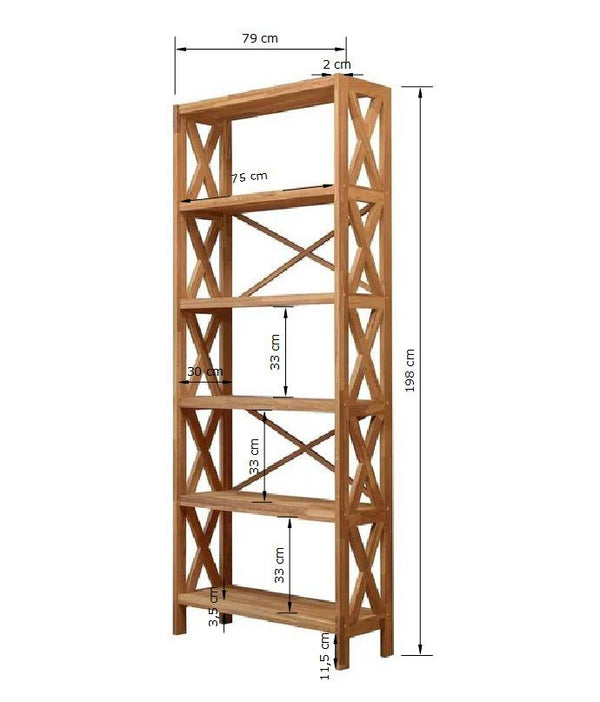 Bücherregal Bücherregal aus massiver Eiche Royal, 79 x 30 x 198 cm, NordicStory