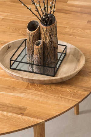 Runder ausziehbarer Esstisch aus massiver Eiche Escandi 3, 100-130 x 100 x 75 cm | NordicStory