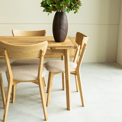 2er- oder 4er-Pack Eiche massiv Esszimmerstühle Diana Beige | NordicStory