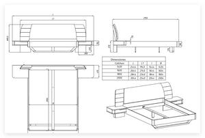 Massives Eichenholz-Bett mit angebrachten Nachttischen ALINA | VESKOR