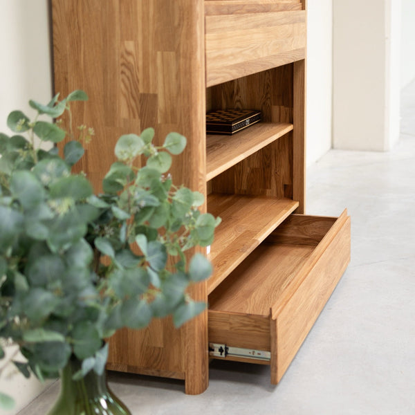 Bücherregal mit 2 Schubladen aus massiver Eiche wood Elsa 2 | NordicStory