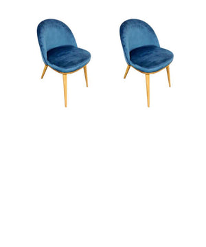 Set aus 2 oder 4 Stühlen aus massiver Eiche Clara, Bezug in Monako Blau | NordicStory