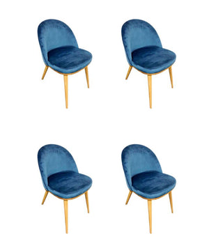 Set aus 2 oder 4 Stühlen aus massiver Eiche Clara, Bezug in Monako Blau | NordicStory