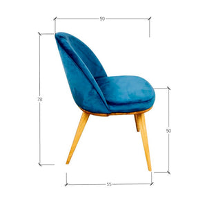 Set aus 2 oder 4 Stühlen aus massiver Eiche Clara, Bezug in Monako Blau | NordicStory