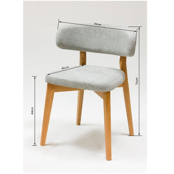 Set aus 2 oder 4 Esszimmerstühlen aus massiver Eiche Claus, Bezug in Grau or Braun | VESKOR