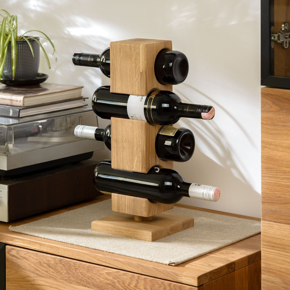Wine rack of oak Alma, for 4 bottles | NordicStory