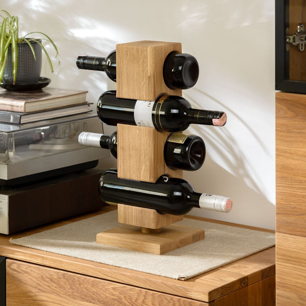 Wine rack of oak Alma, for 4 bottles | NordicStory