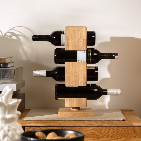 Wine rack of oak Alma, for 4 bottles | NordicStory