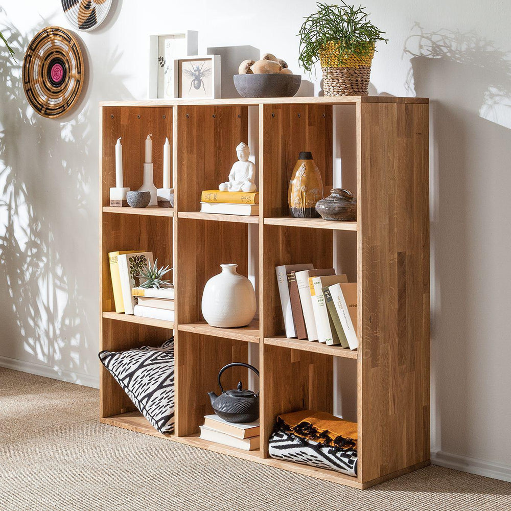 Bücherregal aus massiver Eiche Regal 3x3 | NordicStory