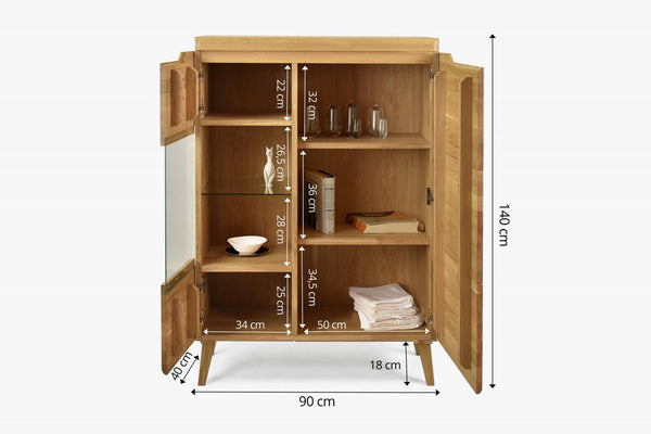 Vitrine aus massiver Eiche Milan 3 | NordicStory