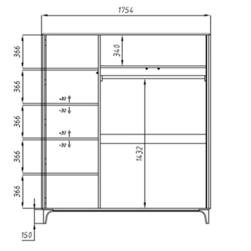 Eiche Massivholz Kleiderschrank Oxford 4