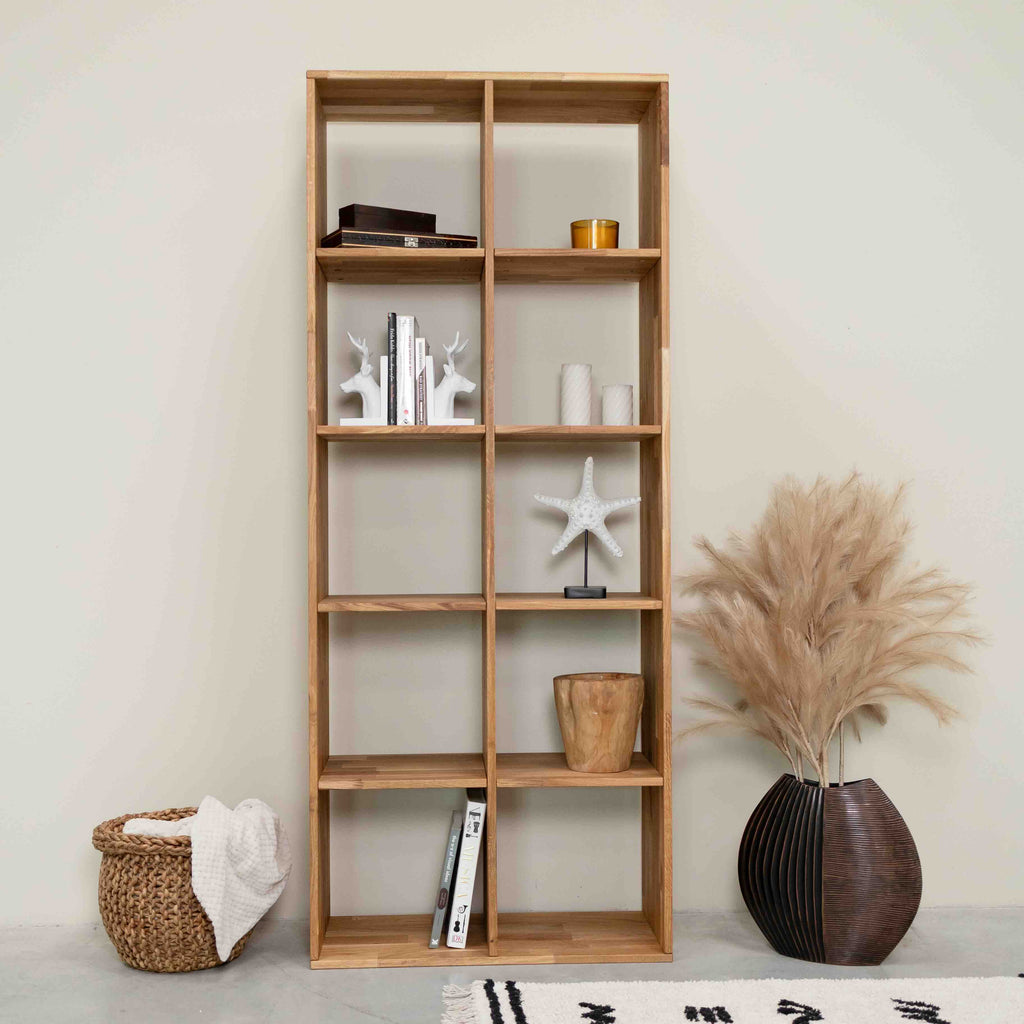 Eiche massiv Bücherregal Regal 10, 76 x 35 x 187 cm | NordicStory