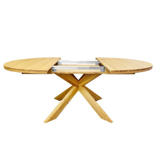 NordicStory Runder ausziehbarer Esstisch aus massiver Eiche 140-200 x 140 x 76cm.