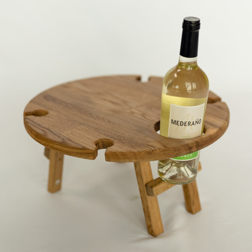 NordicStory Mini Eiche Massivholz Klappbarer Weintisch Klappbarer Picknicktisch aus Massivholz