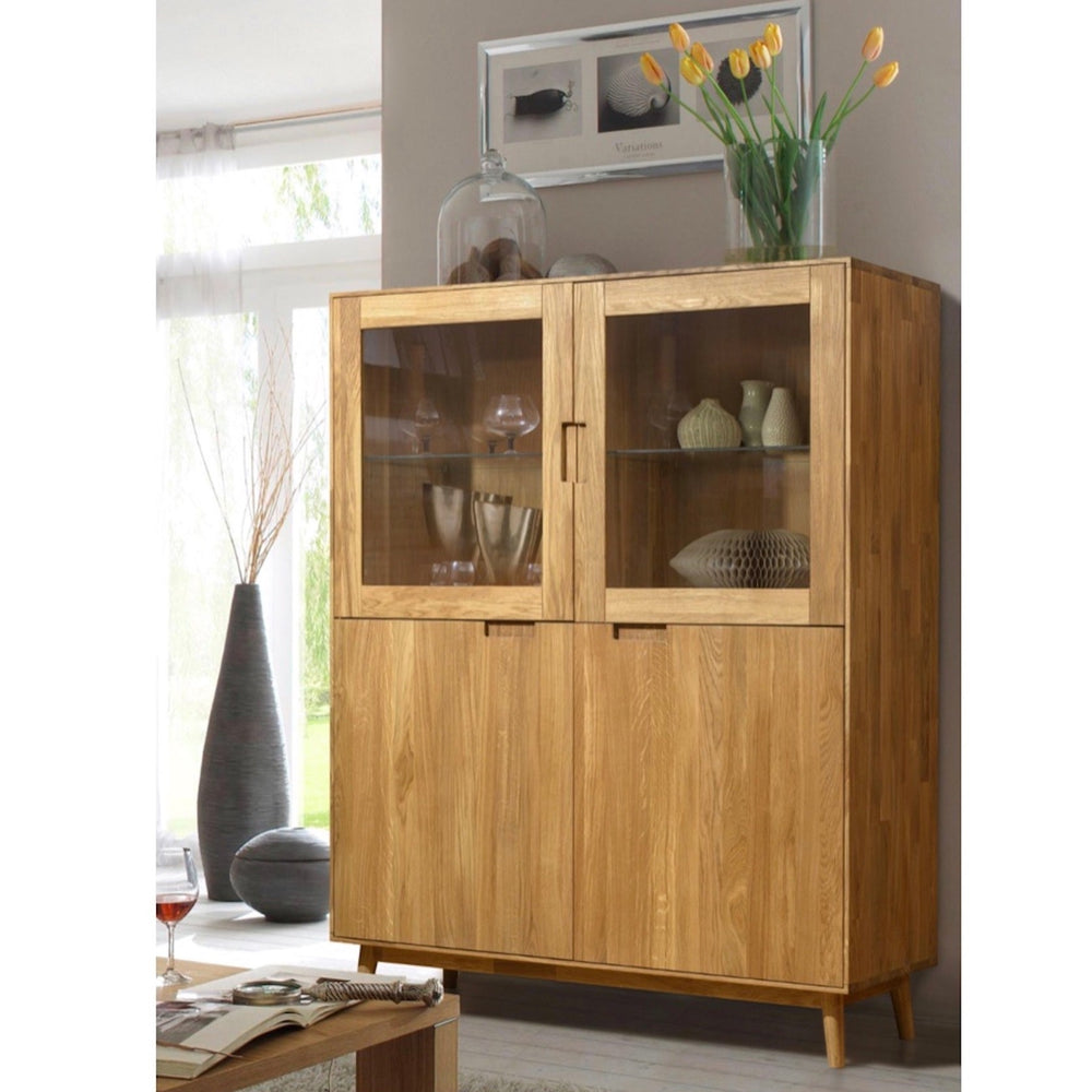 NordicStory Massiver Eichenschrank Vitrine 