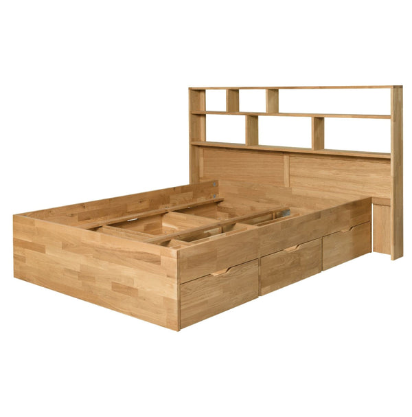 NordicStory Sofia 5 Bett aus massiver Eiche mit Stauraum