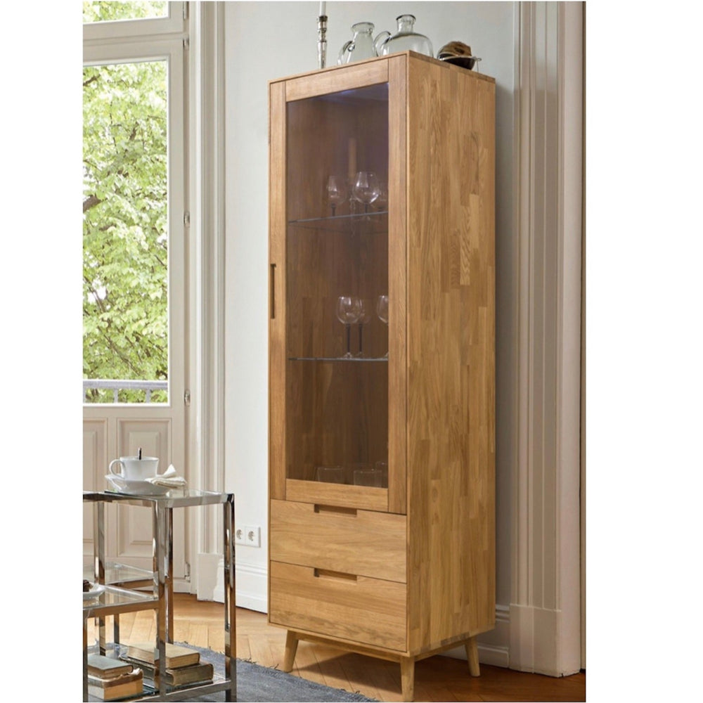NordicStory Massiver Eichenschrank Vitrine