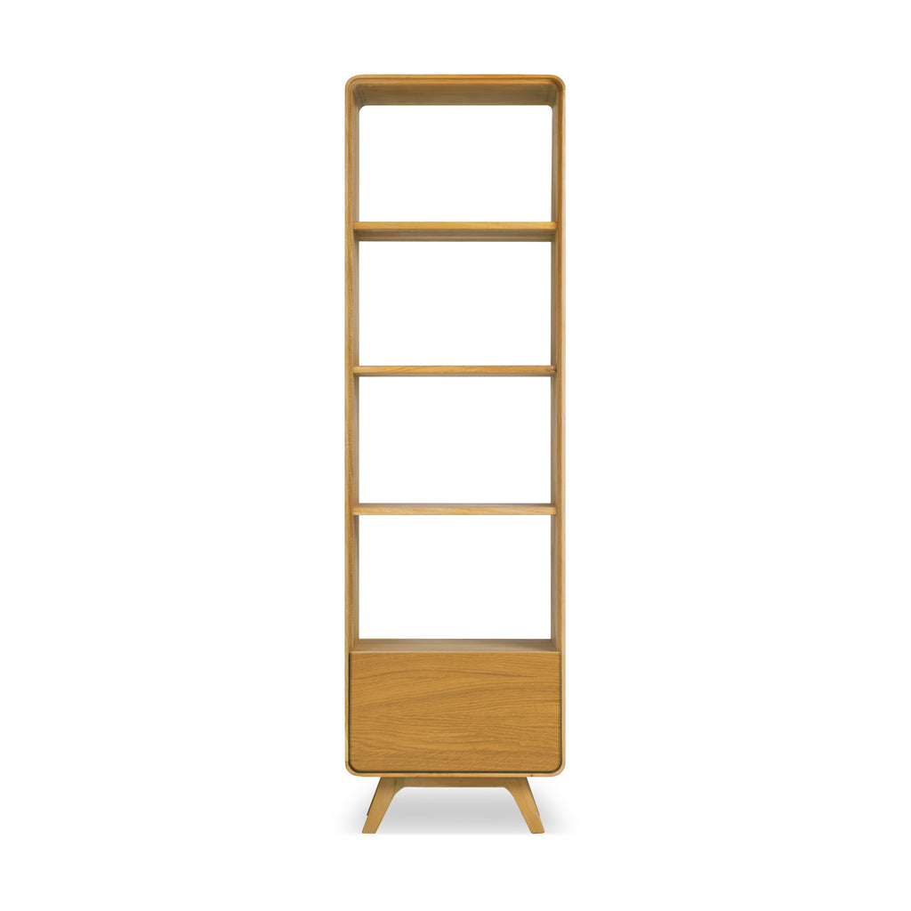 NordicStory Vitrine aus massiver Eiche Genf, 55 x 40 x 190 cm.