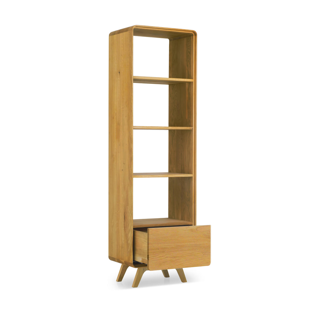 NordicStory Vitrine aus massiver Eiche Genf, 55 x 40 x 190 cm.