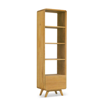 NordicStory Vitrine aus massiver Eiche Genf, 55 x 40 x 190 cm.