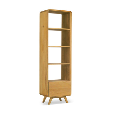 NordicStory Vitrine aus massiver Eiche Genf, 55 x 40 x 190 cm.