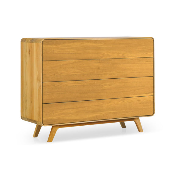 NordicStory Kommode aus massiver Eiche Geneva 3, 120 x 42 x 90 cm.