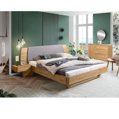NordicStory "Alina" Bett aus massiver Eiche mit Kopfteil und 2 schwebenden Nachttischen