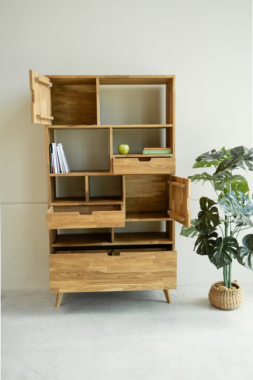 Bücherregal Bücherregal aus massiver Eiche Escandi 3, 100 x 35 x 182,4 cm, NordicStory