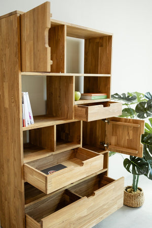 Bücherregal Bücherregal aus massiver Eiche Escandi 3, 100 x 35 x 182,4 cm, NordicStory
