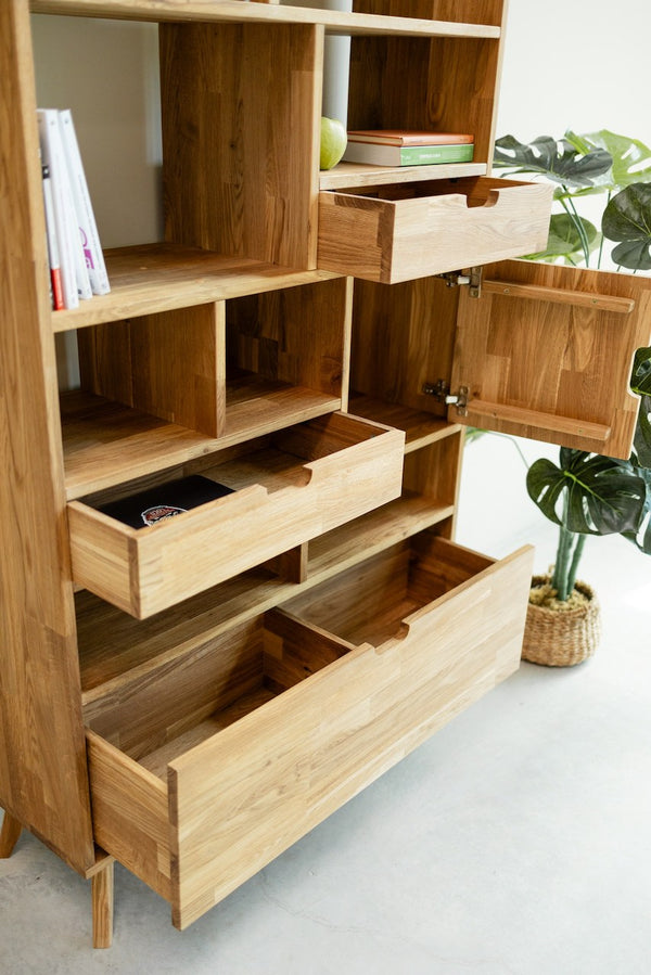 Bücherregal Bücherregal aus massiver Eiche Escandi 3, 100 x 35 x 182,4 cm, NordicStory