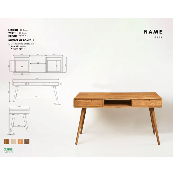 Schreibtisch Escandi 5 aus massiver Eiche, 140 x 55 x 75 cm | NordicStory
