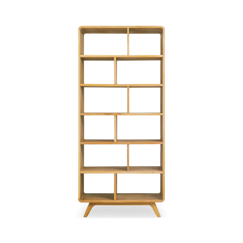 NordicStory Bücherregal Geneva 2 aus massiver Eiche, 130 x 45 x 180 cm.