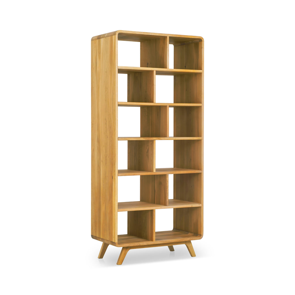 NordicStory Bücherregal Geneva 2 aus massiver Eiche, 130 x 45 x 180 cm.