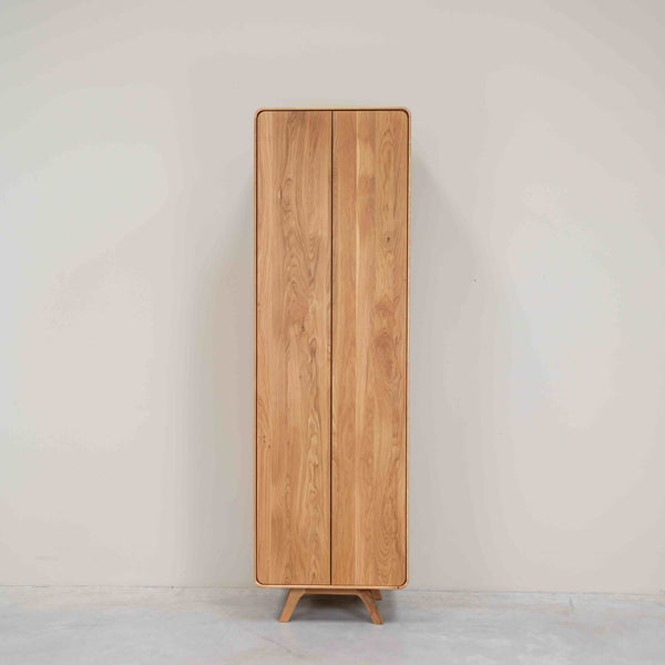 NordicStory Schrank mit 2 Türen aus massiver Eiche Genf, 60 x 45 x 200 cm.