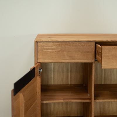 NordicStory Bremen 2 Sideboard aus massiver Eiche, 135 x 42 x 90 cm.