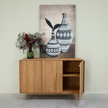 NordicStory Geneva 2 Anrichte aus massiver Eiche, 134 x 45 x 86 cm.