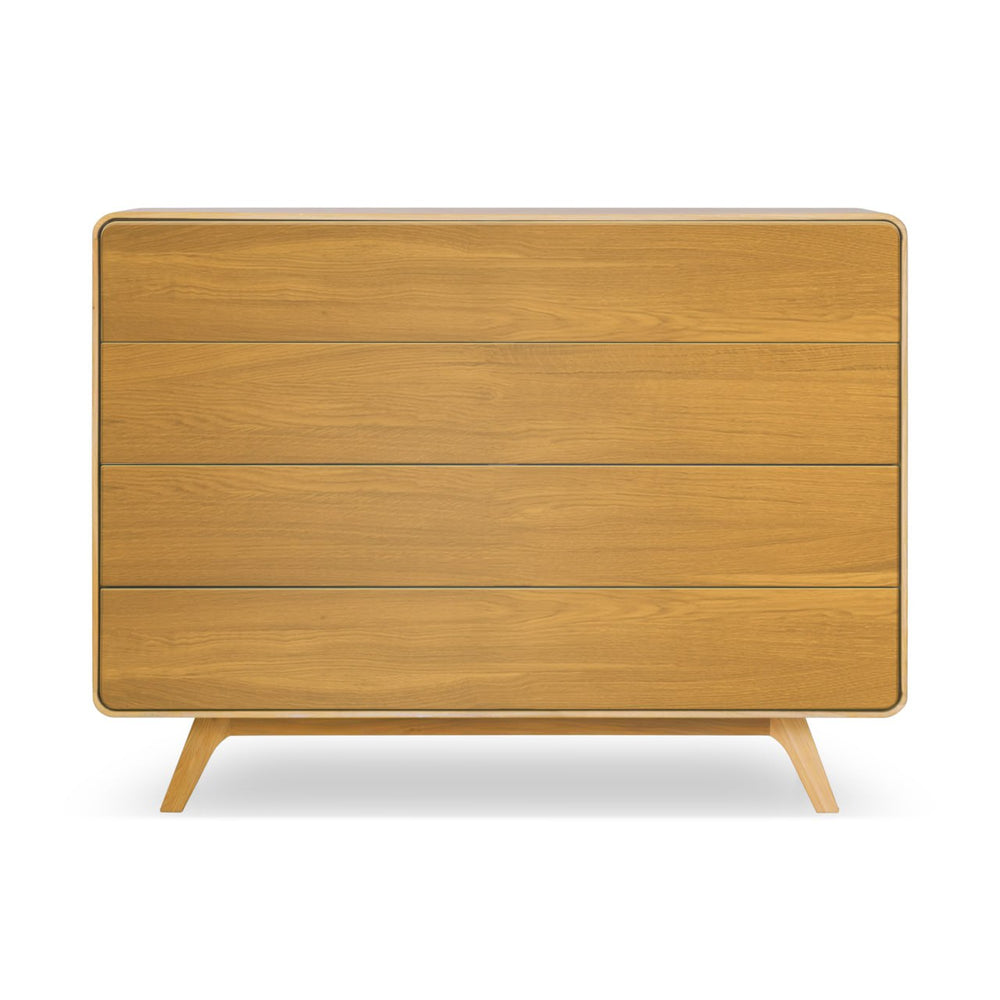 NordicStory Kommode aus massiver Eiche Geneva 3, 120 x 42 x 90 cm.