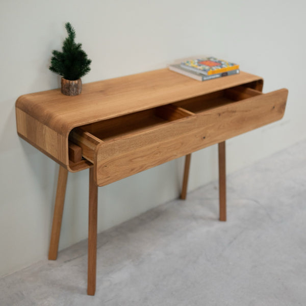 NordicStory Konsolenkommode aus massiver Eiche Genf, 110 x 35 x 80 cm.