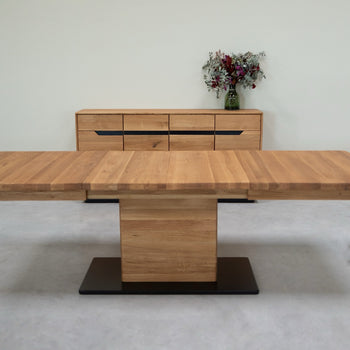 NordicStory Ausziehbarer Esstisch aus massiver Eiche Bremen, 160-250 x 90 x 75 cm.