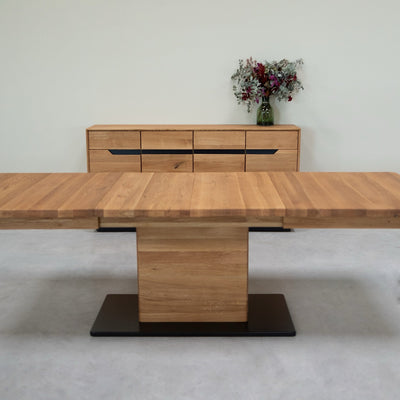 NordicStory Ausziehbarer Esstisch aus massiver Eiche Bremen, 160-250 x 90 x 75 cm.
