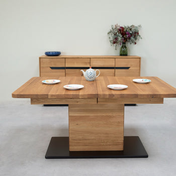 NordicStory Ausziehbarer Esstisch aus massiver Eiche Bremen, 160-250 x 90 x 75 cm.