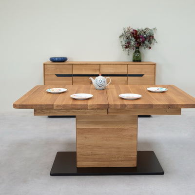 NordicStory Ausziehbarer Esstisch aus massiver Eiche Bremen, 160-250 x 90 x 75 cm.