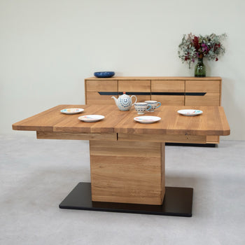 NordicStory Ausziehbarer Esstisch aus massiver Eiche Bremen, 160-250 x 90 x 75 cm.