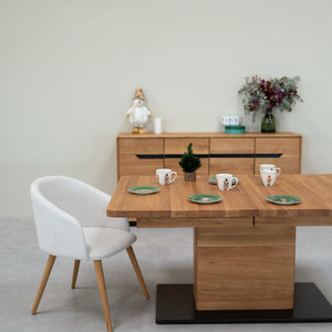NordicStory Ausziehbarer Esstisch aus massiver Eiche Bremen, 160-250 x 90 x 75 cm.